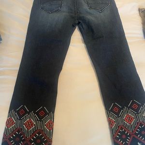 Driftwood cropped embroidered jeans